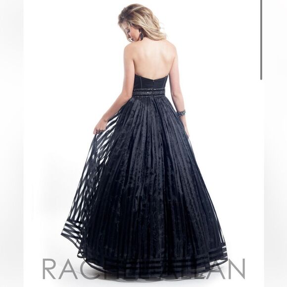Rachel Allan Black Prom Gown Black Flowy Maxi Dress 6920 Size 4‎ - Picture 2 of 10